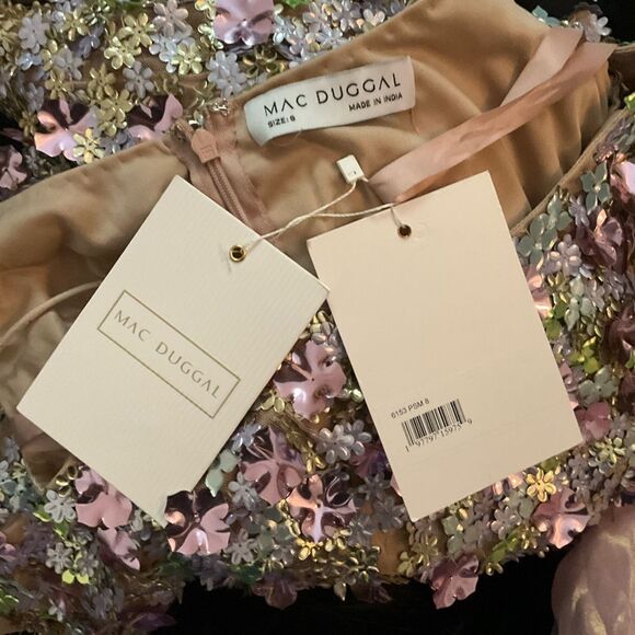 MAC DUGGAL 6153 Multicolor Sleeveless Floral Paillette Embellished Mesh Gown - Picture 14 of 14